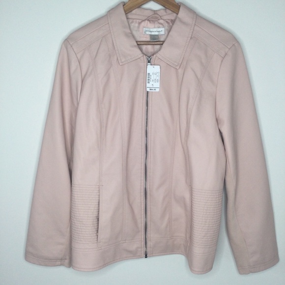 Christopher & Banks Vegan Leather Jacket Pink Size Extra Large - Picture 8 of 9